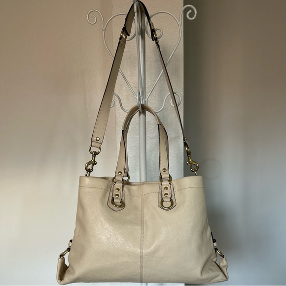 Coach Ashley Carryall F15513 Convertible Satchel Shoulder Bag Purse Ivory Cream - Picture 2 of 14